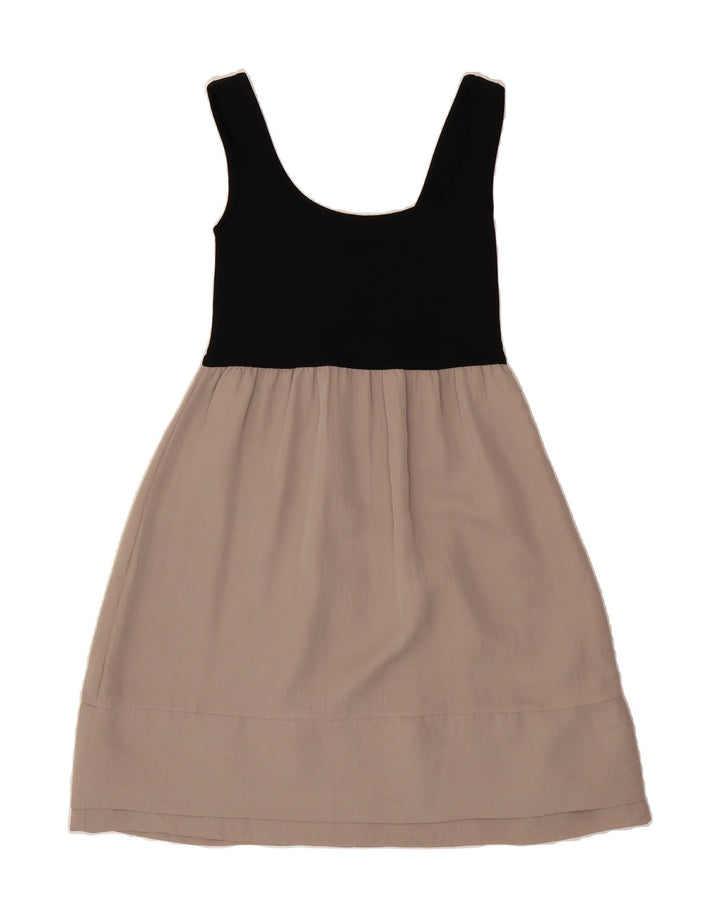 MOSSIMO Womens Sleeveless A-Line Dress UK 12 Medium Beige Colourblock Vintage Mossimo and Second-Hand Mossimo from Messina Hembry 