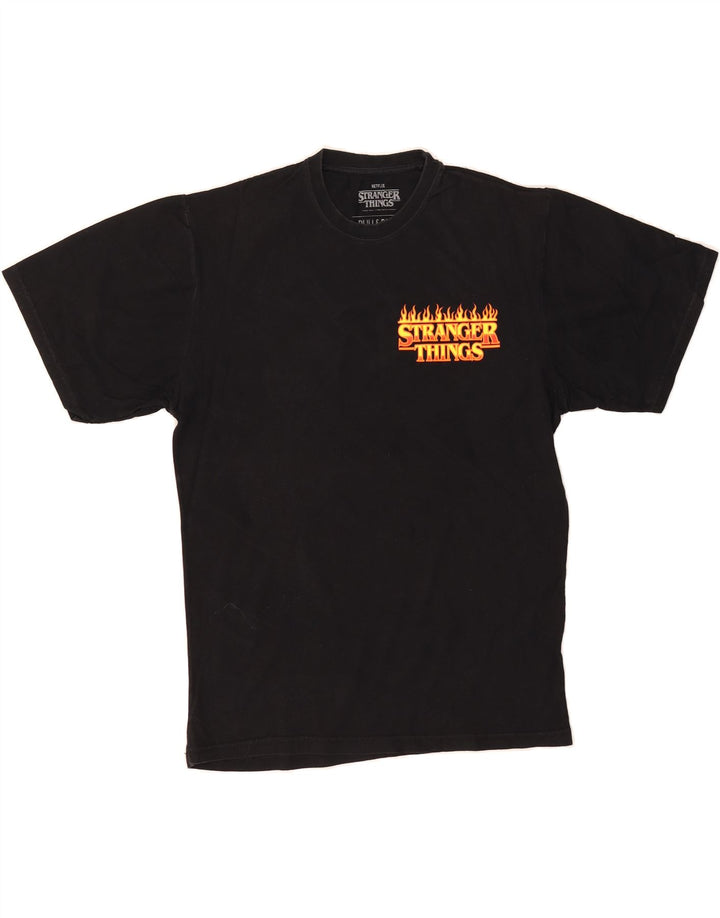 PULL & BEAR Mens Stranger Things Graphic T-Shirt Top XS Black Cotton Vintage Pull & Bear and Second-Hand Pull & Bear from Messina Hembry 