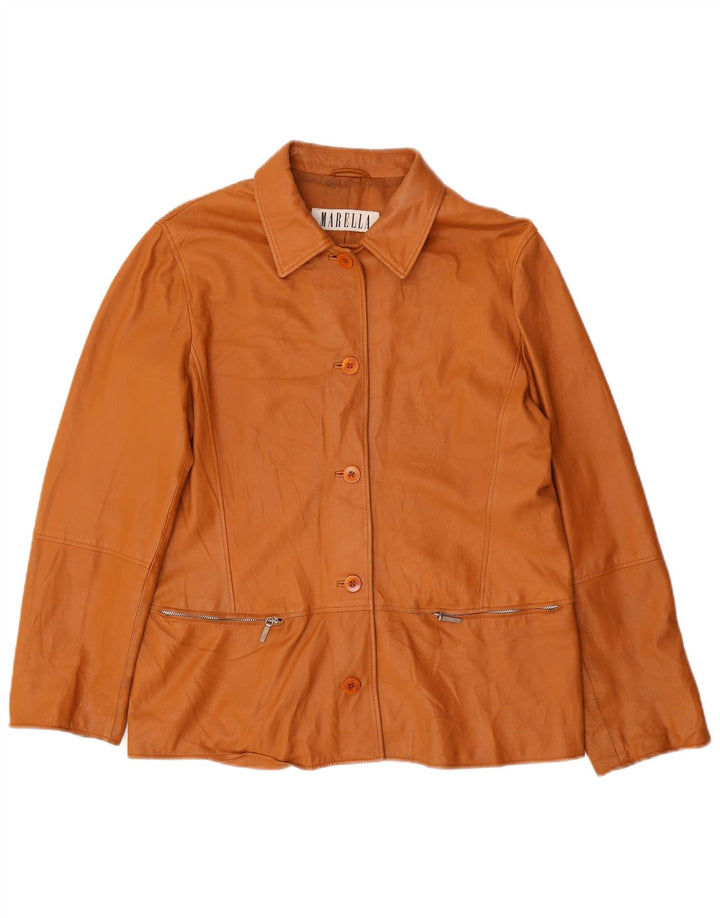 Marella Γυναικείο Δερμάτινο Μπουφάν UK 16 Large Brown Δερμάτινο