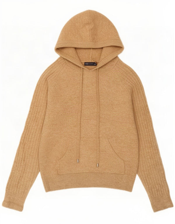 Marks & Spencer Γυναικείο πουλόβερ με κουκούλα UK 10 Small Beige Acrylic