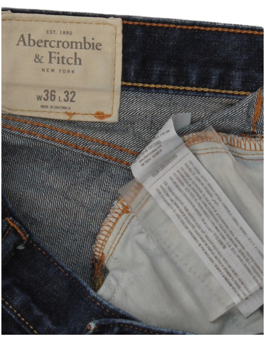 Ανδρικό τζιν ίσιο ABERCROMBIE & FITCH W36 L32 Navy Blue Cotton