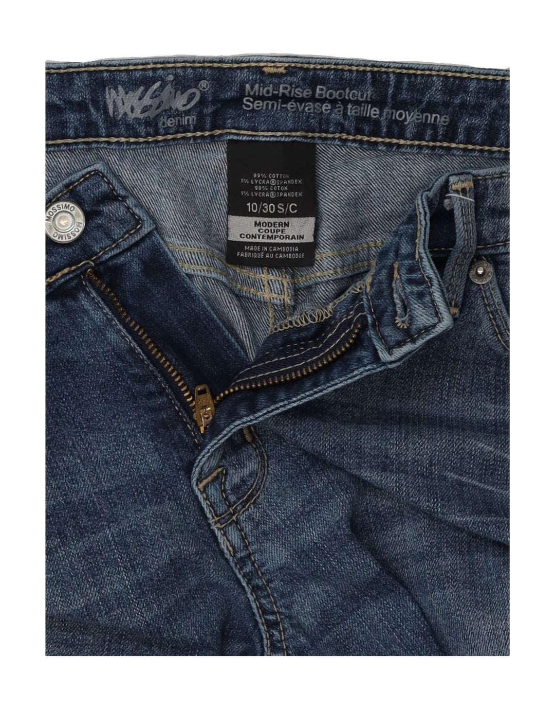 MOSSIMO Womens Mid Rise Bootcut Jeans US 10 Medium W30 L29 Blue Cotton Vintage Mossimo and Second-Hand Mossimo from Messina Hembry 