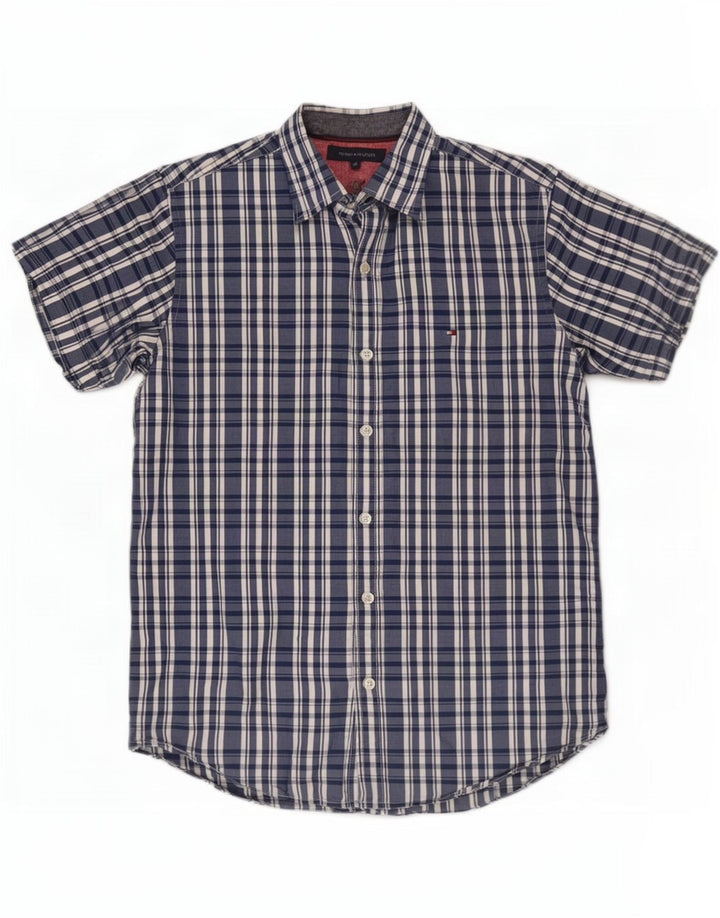 Ανδρικό κοντομάνικο πουκάμισο Tommy Hilfiger Βαμβακερό μεσαίο μπλε ναυτικό