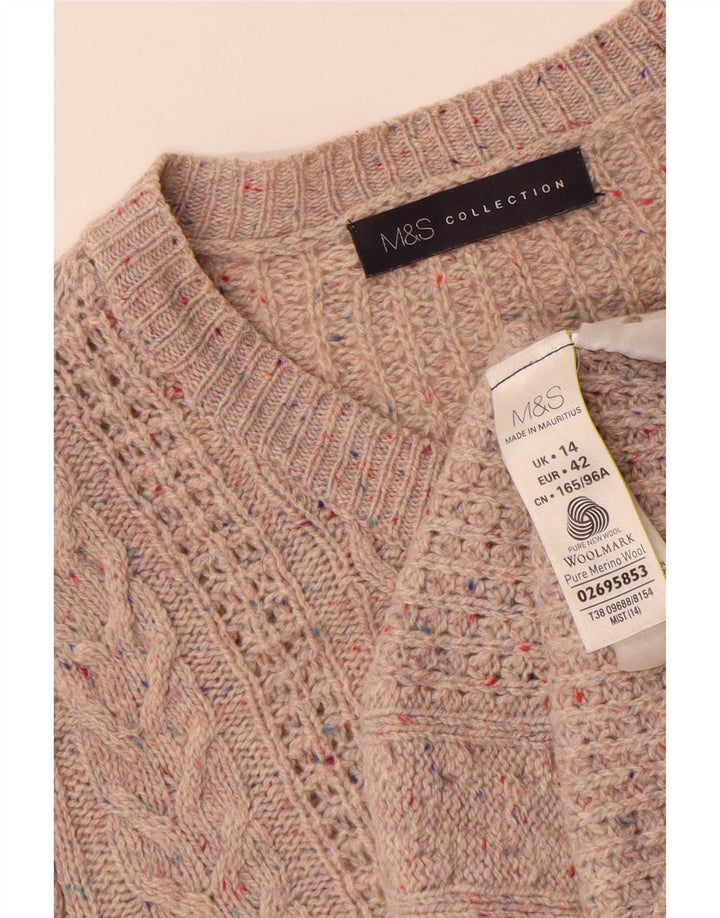 Marks & Spencer Γυναικείο πουλόβερ ζακέτα UK 14 Μεγάλο γκρι μαλλί