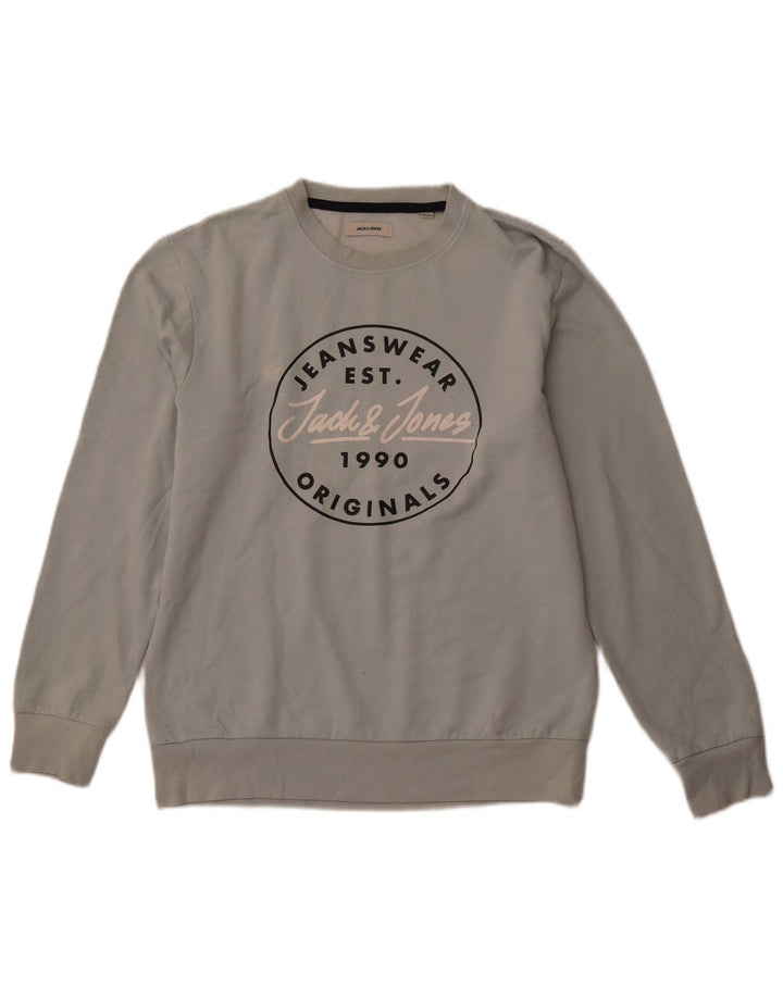 JACK & JONES Ανδρικό γραφικό φούτερ Jumper Large Blue