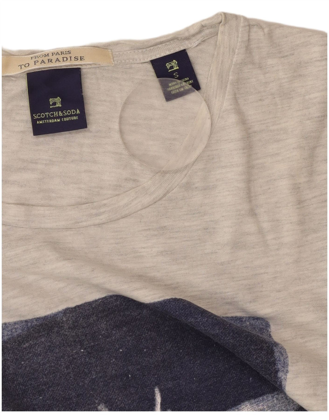SCOTCH & SODA Ανδρικό γραφικό T-Shirt Top Μικρό Γκρι βαμβακερό