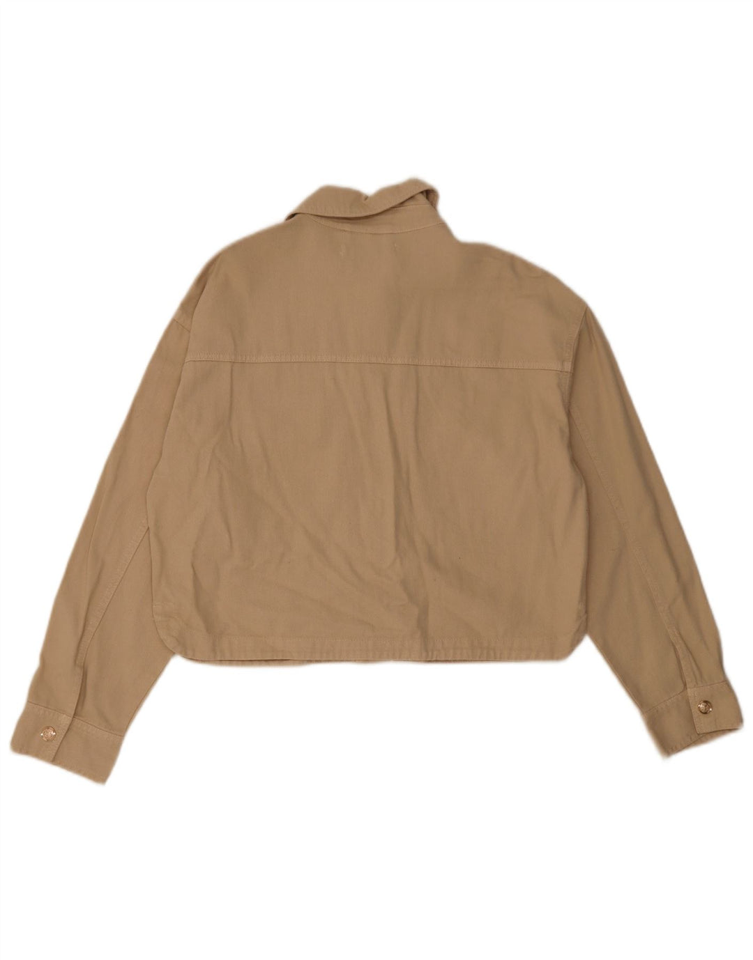 Zara Γυναικείο Crop Oversized Bomber Jacket UK 10 Small Beige Cotton