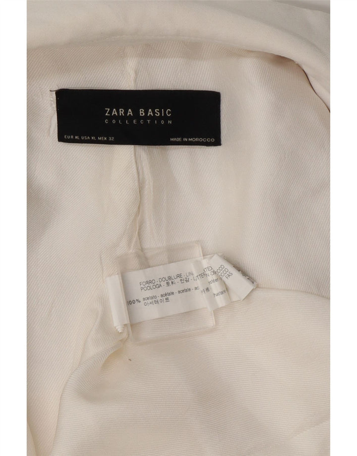 Zara Γυναικείο μπουφάν 3/4 με ανοιχτό μανίκι UK 18 XL White Acetate