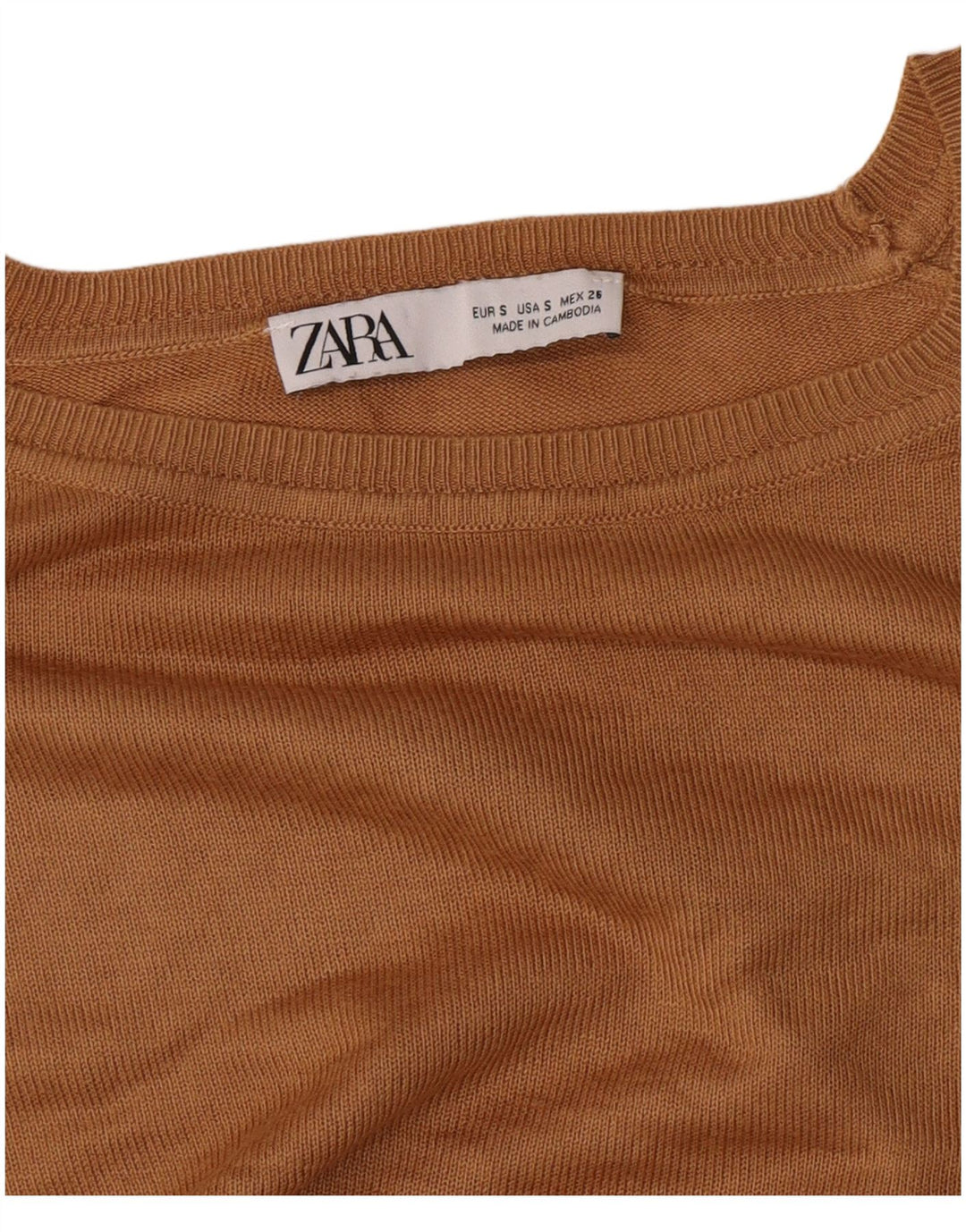 Zara Γυναικείο πουλόβερ με λαιμόκοψη μεγάλου μεγέθους UK 10 Small Brown