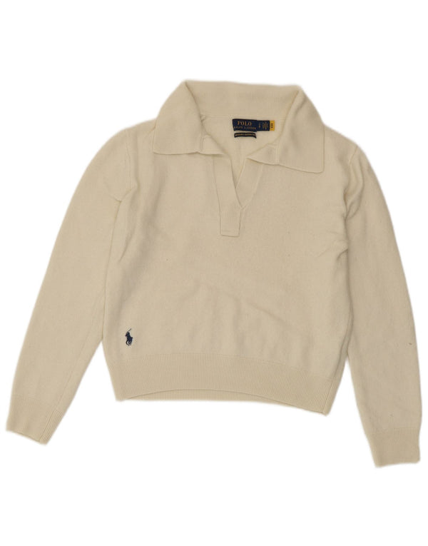 POLO RALPH LAUREN Γυναικείο πουλόβερ με λαιμό πόλο UK 10 Small Off White