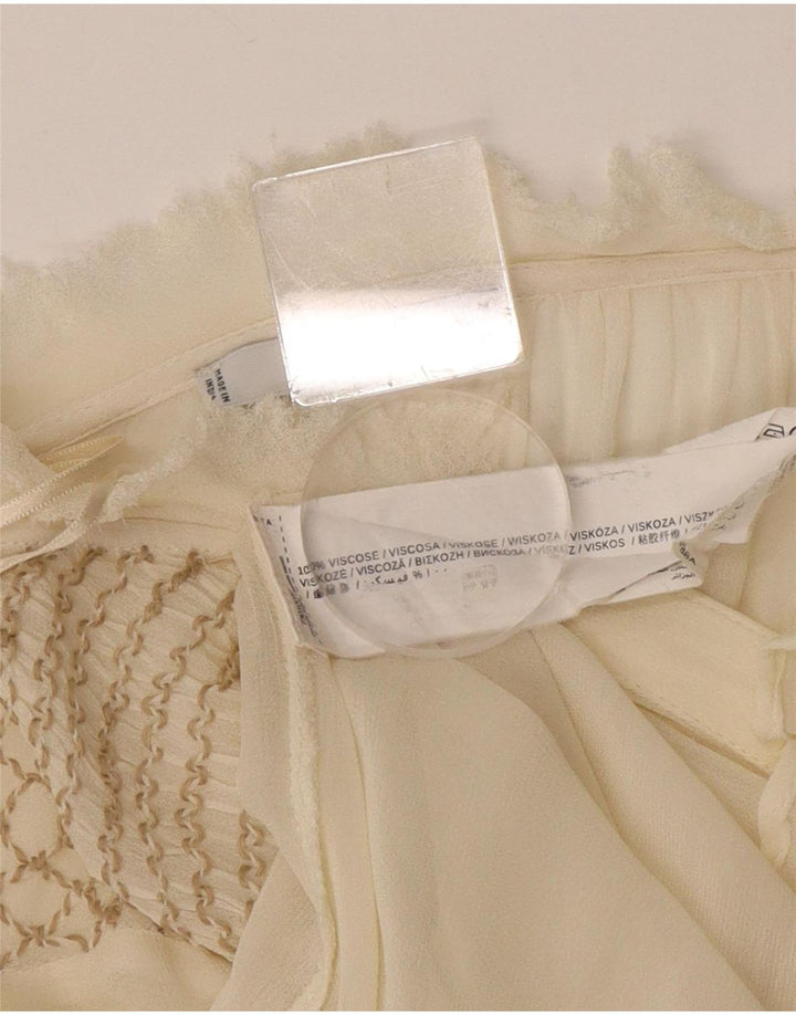Mango Womens See Through Μπλούζα Top UK 12 Medium Off White Viscose