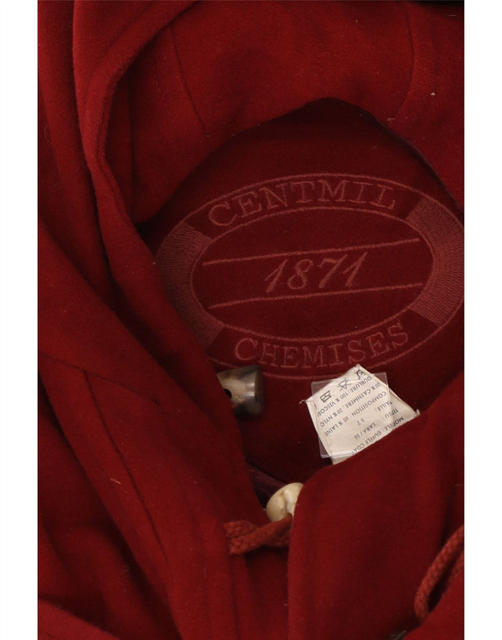 Vintage Γυναικείο παλτό Duffle με κουκούλα IT 52 2XL Κόκκινο μαλλί