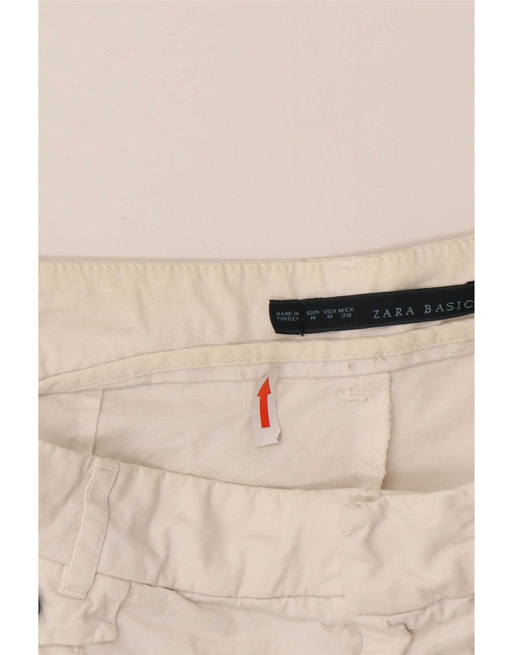 Zara Γυναικείο Slim παντελόνι Chino Medium W32 L30 Λευκό βαμβακερό
