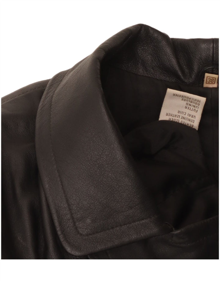 VINTAGE Γυναικείο Δερμάτινο Παλτό EU 38 Μεσαίο Μαύρο Δέρμα