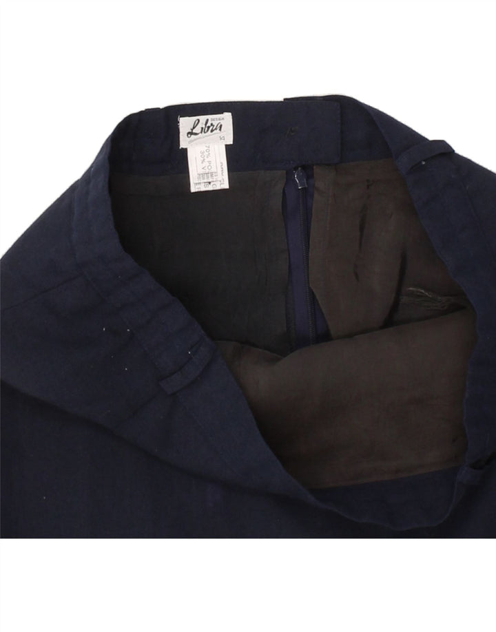 LIBRA Womens Straight Skirt UK 14 Large W32 Navy Blue Polyester Vintage Libra and Second-Hand Libra from Messina Hembry 