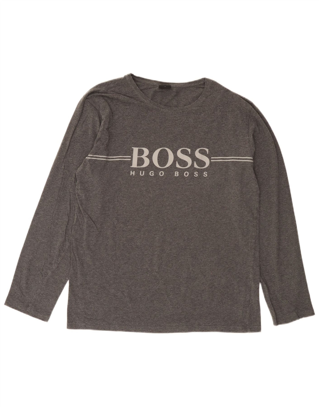 Ανδρικό γραφικό τοπ Hugo Boss με μακρυμάνικο μεσαίο γκρι βαμβακερό