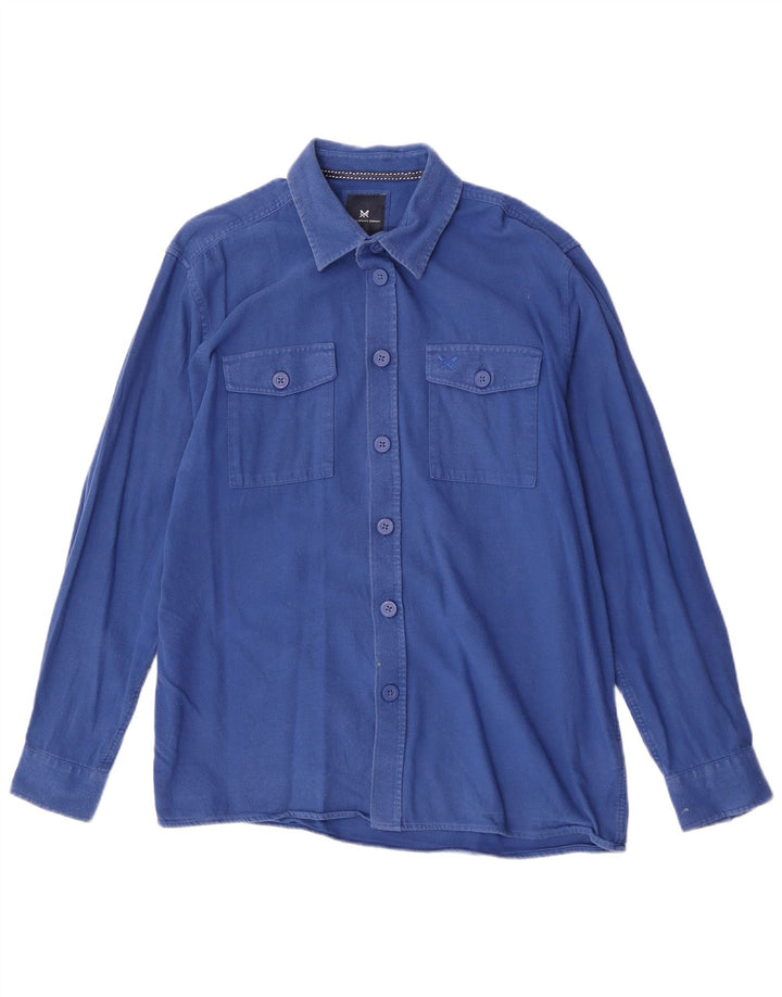 Ανδρικό πουκάμισο Crew Clothing μεγάλο μπλε βαμβακερό