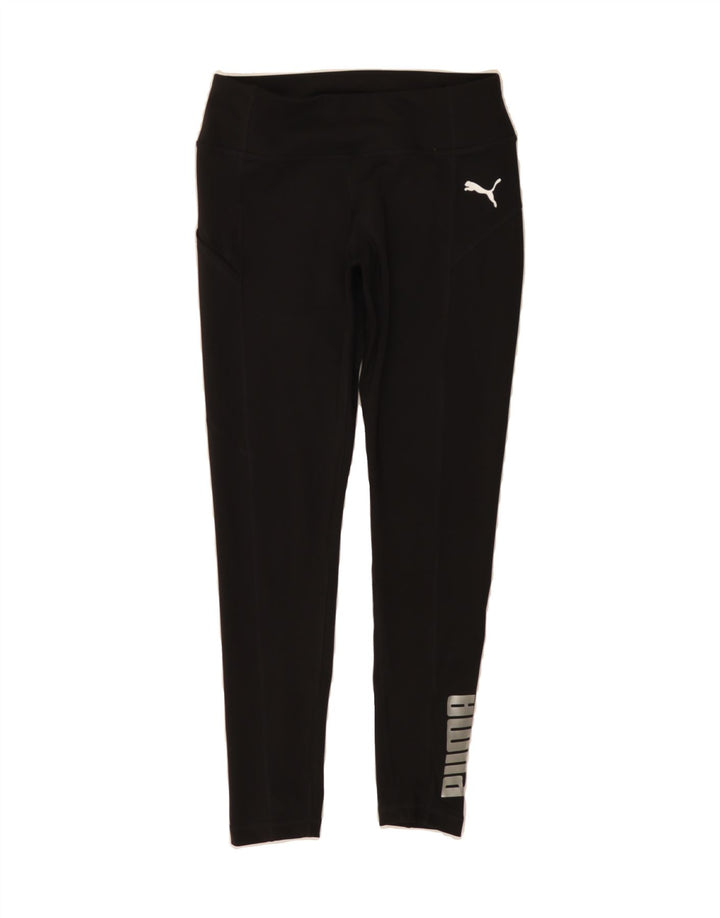 PUMA Womens Graphic Leggings UK 10 Small  Black Polyester Vintage Puma and Second-Hand Puma from Messina Hembry 