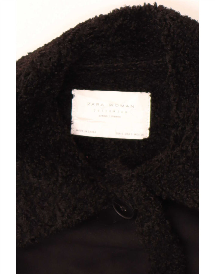 Zara Γυναικείο παλτό Sherpa UK 10 Small Black