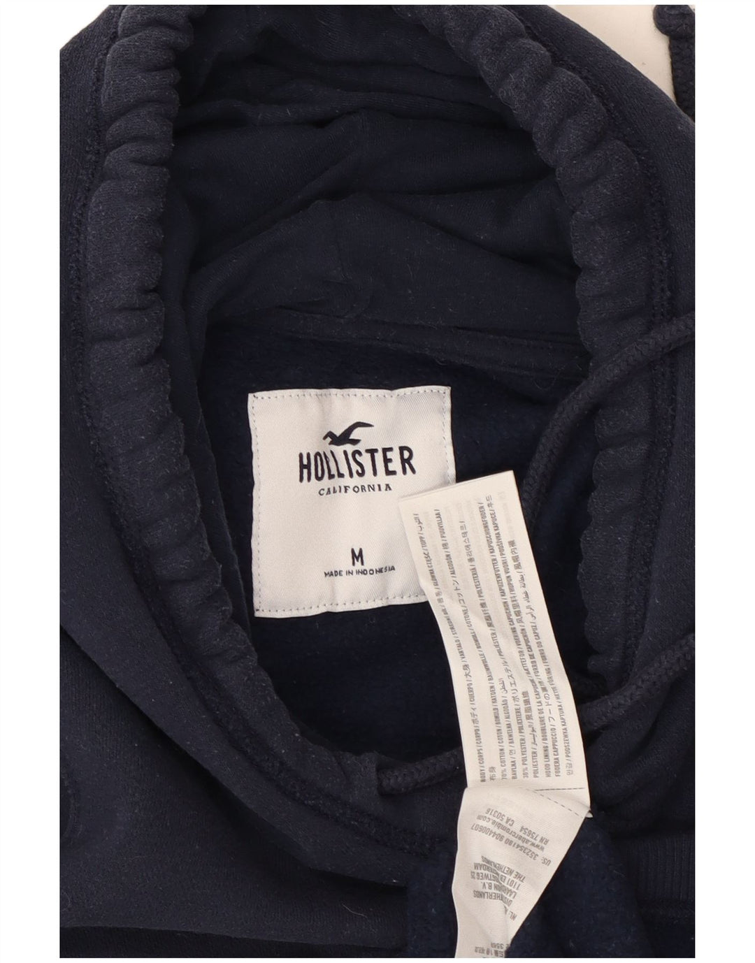 HOLLISTER Γυναικείο γραφικό φούτερ με κουκούλα UK 14 μεσαίο μπλε βαμβακερό