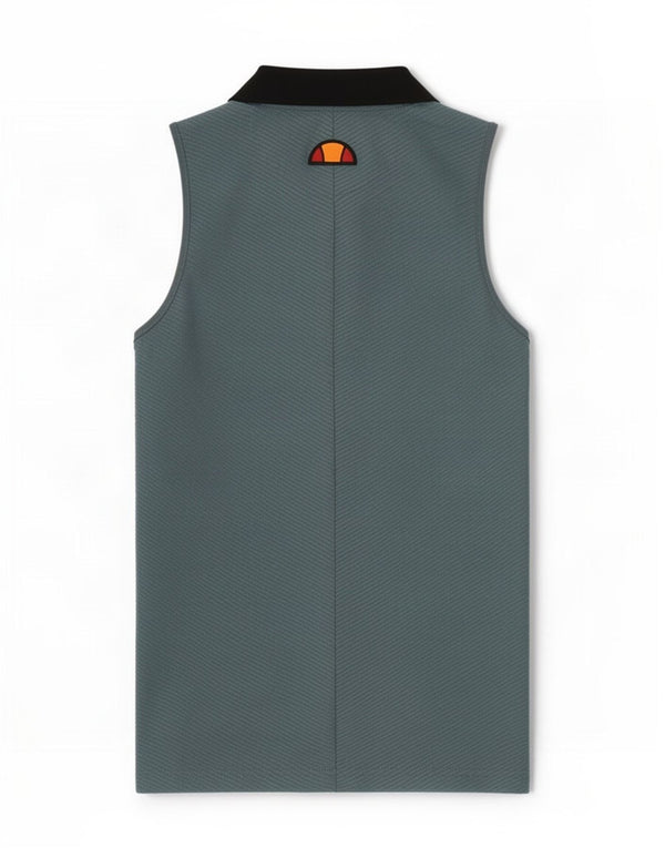 Ellesse Γυναικείο αμάνικο μπλουζάκι πόλο UK 8 Small Blue Pinstripe Polyester