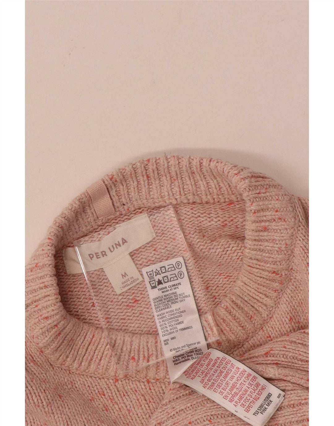 Marks & Spencer Γυναικείο Πουλόβερ με άλμα με λαιμό καράβι UK 14 Medium Pink