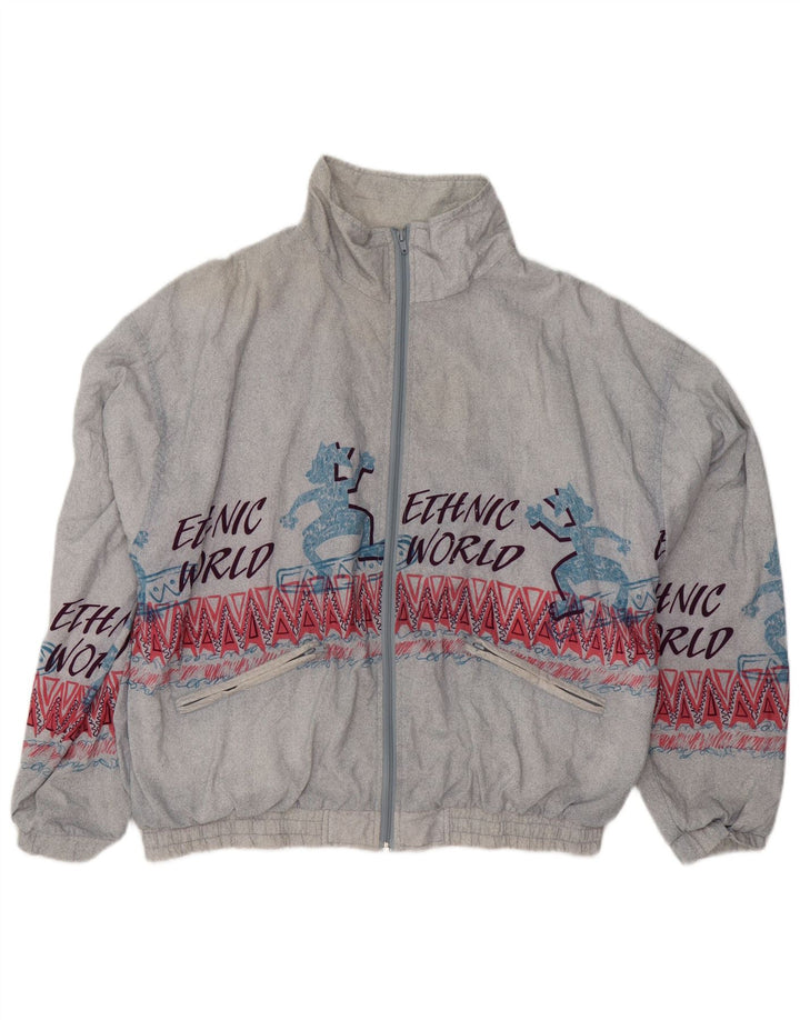 Vintage ανδρική φόρμα φόρμας με γραφικά Top Jacket Μεγάλο Γκρι Γεωμετρικό