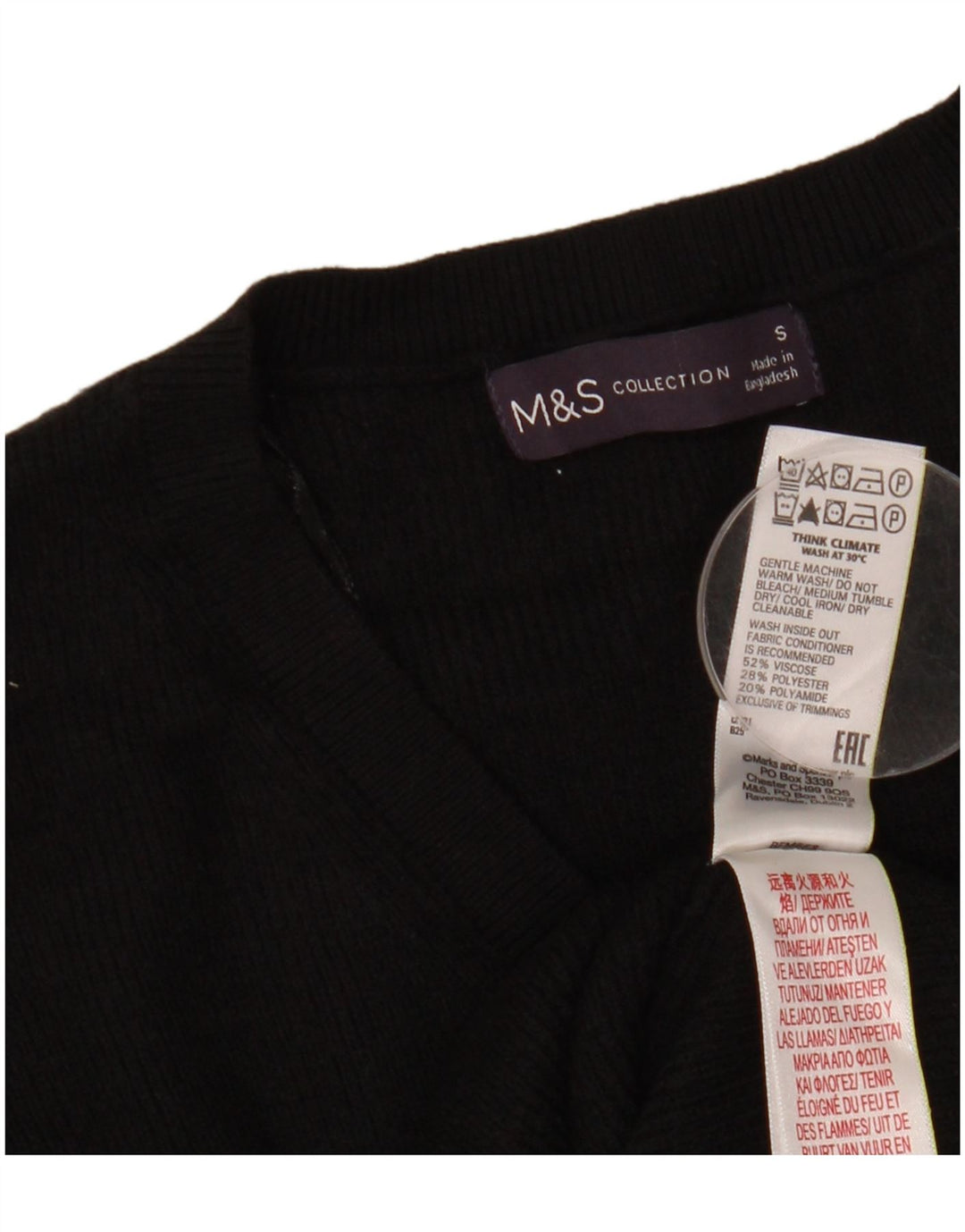 MARKS & SPENCER Γυναικείο πουλόβερ με λαιμόκοψη με V λαιμόκοψη UK 10 Small Black
