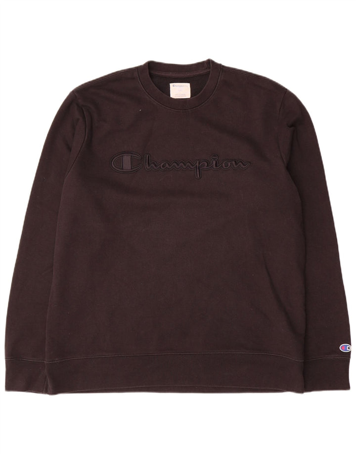Ανδρικό γραφικό φούτερ Champion Jumper μεγάλο μαύρο βαμβακερό