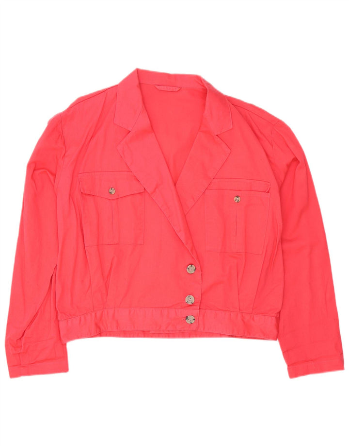 Vintage γυναικείο σακάκι blazer UK 16 μεγάλο ροζ βαμβακερό