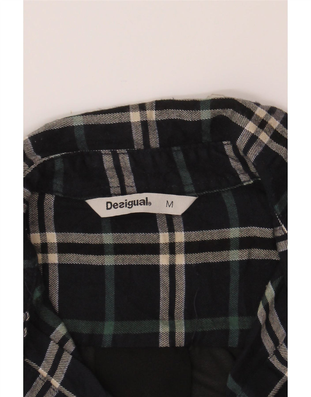 DESIGUAL Womens Flannel Shirt UK 12 Medium Navy Blue Check Vintage Desigual and Second-Hand Desigual from Messina Hembry 