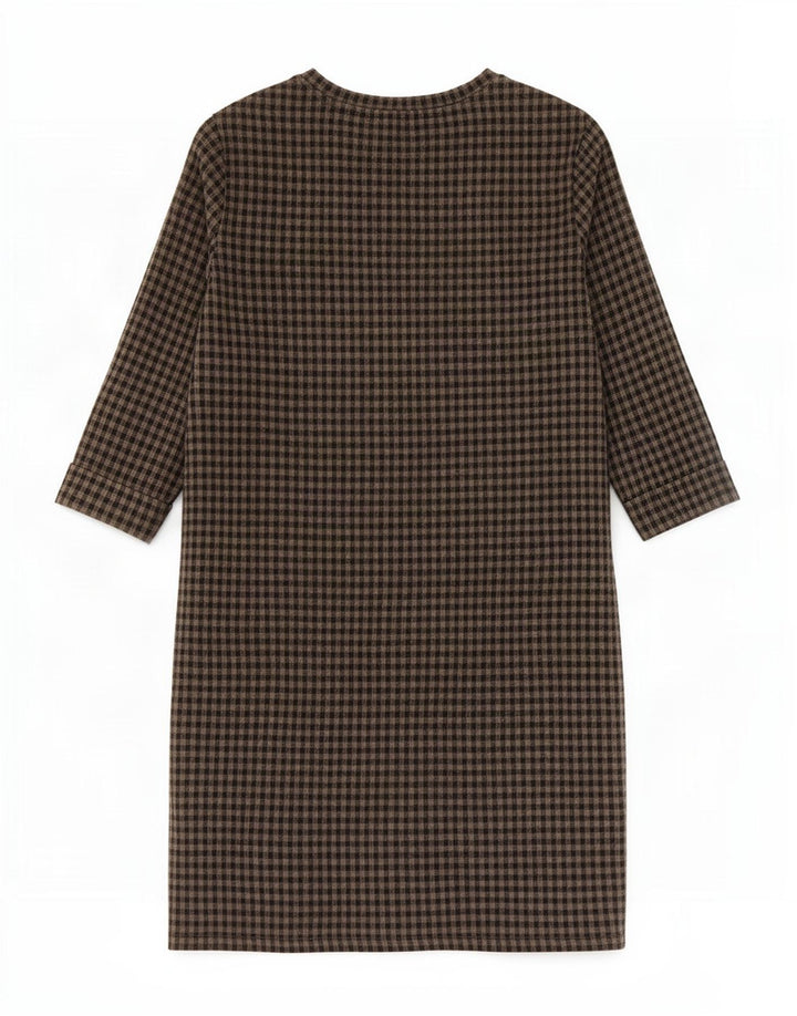 Marks & Spencer Γυναικείο φόρεμα 3/4 Sleeve Shift UK 10 Small Grey Gingham