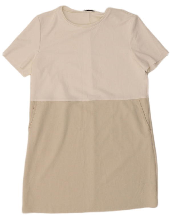 Zara Γυναικείο T-Shirt Φόρεμα UK 18 XL White Colourblock