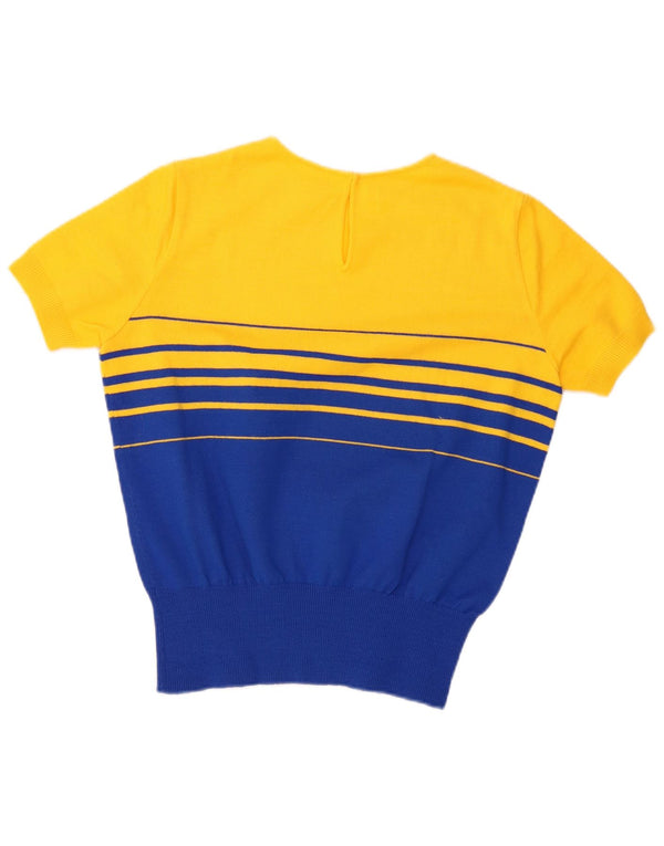 Vintage γυναικείο πουλόβερ με λαιμόκοψη UK 16 Large Yellow Colourblock