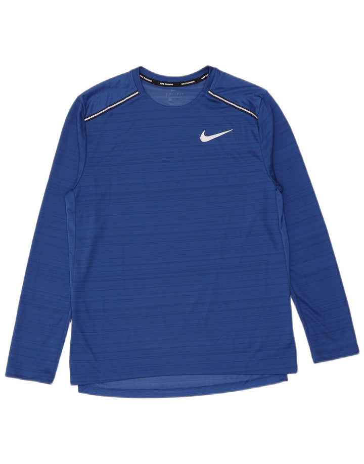 Ανδρικό τοπ Nike Dri Fit Μακρυμάνικο μεσαίο μπλε ριγέ πολυεστέρας