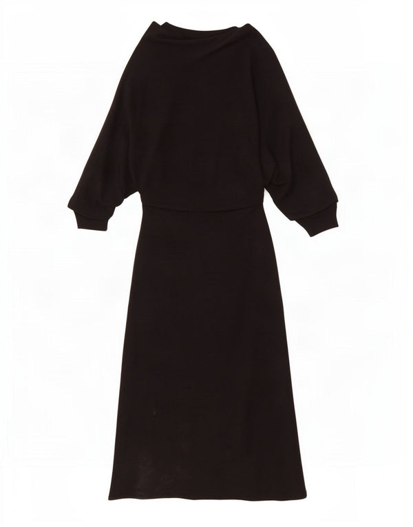 Zara Γυναικείο μακρυμάνικο Maxi Φόρεμα UK 8 Small Black Viscose