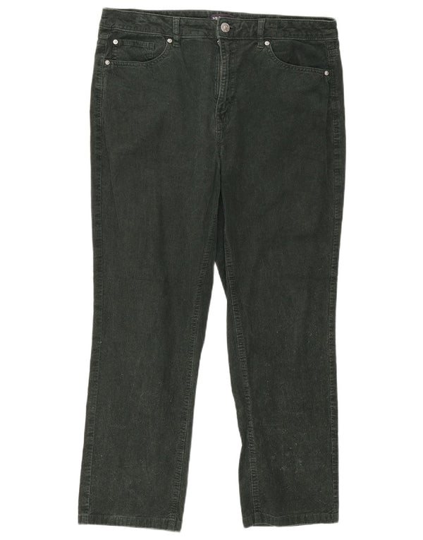 Marks & Spencer Γυναικείο κοτλέ κομμένο παντελόνι UK 14 Large W32 L24 Green