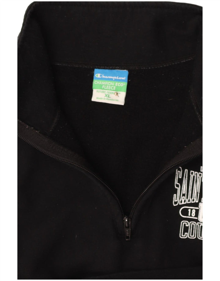 CHAMPION Mens Cougars Graphic Zip Neck Sweatshirt Jumper XL Black