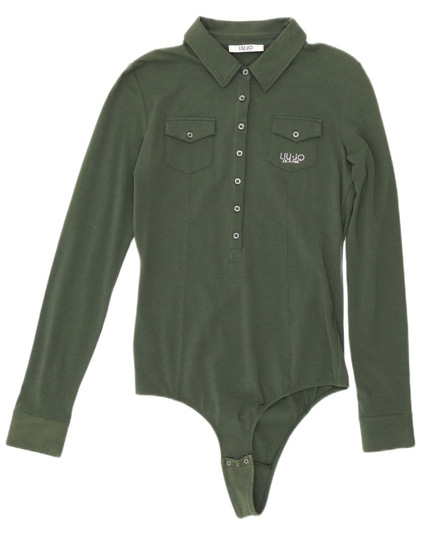 Liu Jo Γυναικείο πουκάμισο Bodysuit UK 10 Μικρό πράσινο βαμβακερό