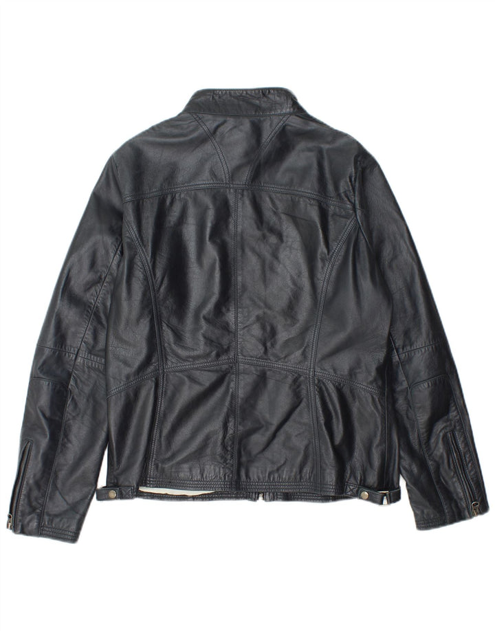 Vintage Γυναικείο Δερμάτινο Μπουφάν IT 48 XL Navy Blue Leather