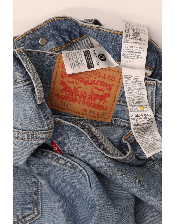 Levi's Mens 513 Slim Straight Jeans W34 L32 Μπλε βαμβακερό