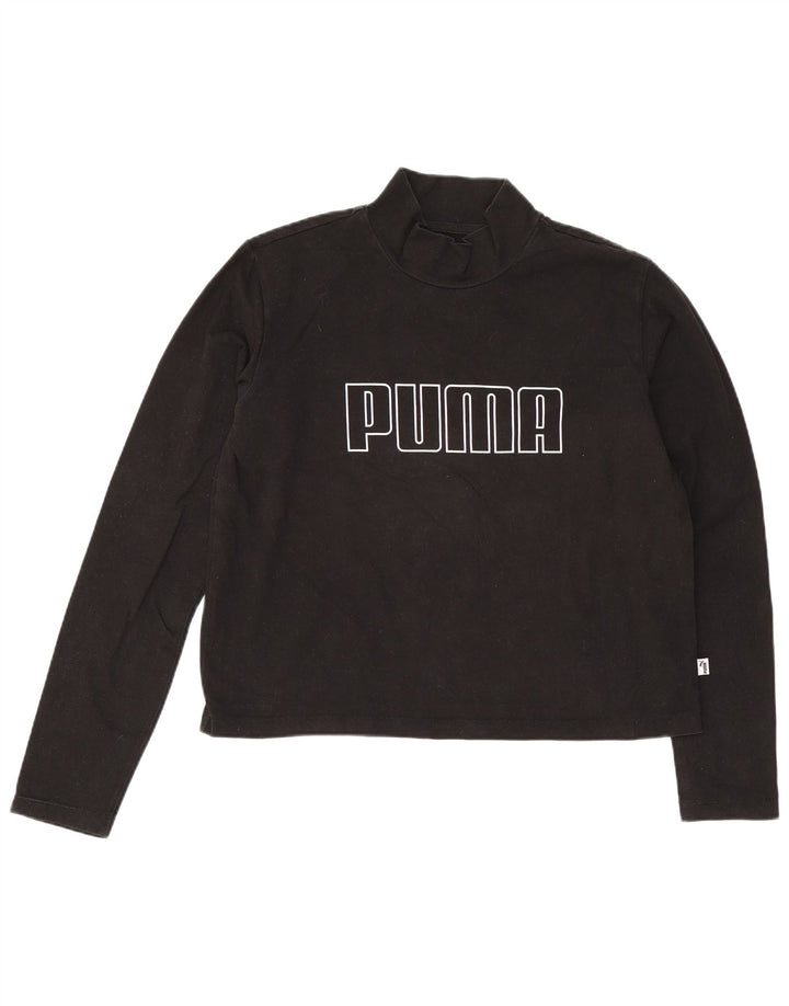Puma Γυναικείο Crop Graphic Top Μακρυμάνικο UK 12 Medium Black