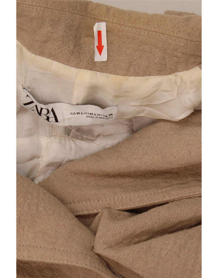 Γυναικείο παλτό ZARA με διπλό στήθος UK 14 Βαμβακερό μεσαίο μπεζ