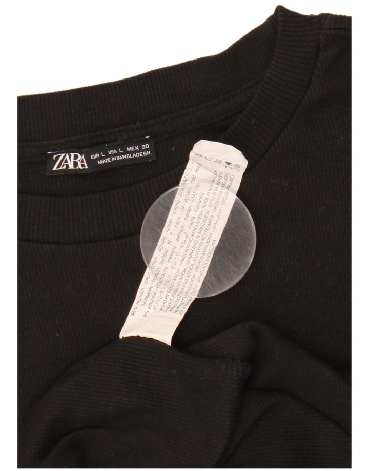 Γυναικείο φόρεμα ZARA UK 14 μεγάλο μαύρο βαμβακερό