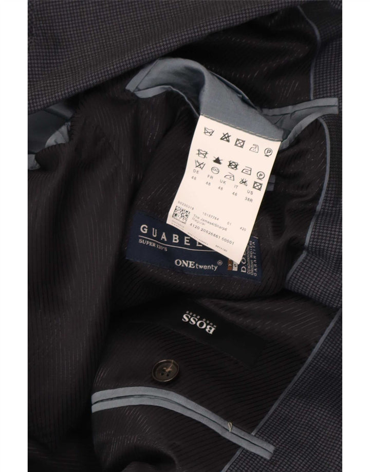 Hugo Boss Ανδρικό σακάκι μπλέιζερ με 2 κουμπιά EU 48 Μεσαίο γκρι μαλλί Houndstooth