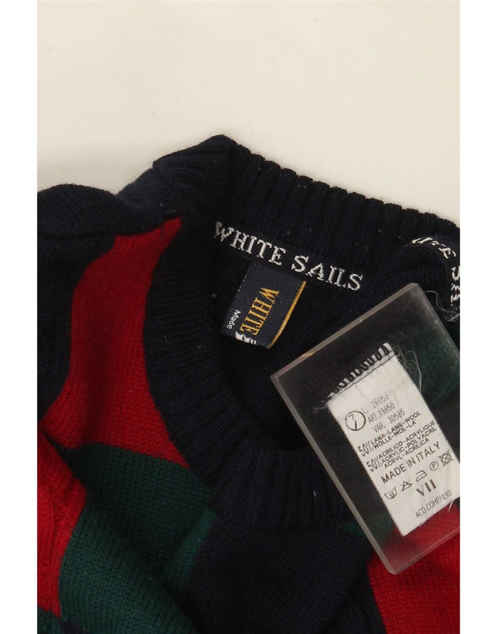 White Sails Ανδρικό πουλόβερ με λαιμόκοψη μεγάλου μπλε ναυτικό μαλλί