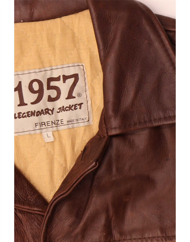 Legendary Jacket 1957 Ανδρικό δερμάτινο σακάκι με 4 κουμπιά UK 40 Large Brown