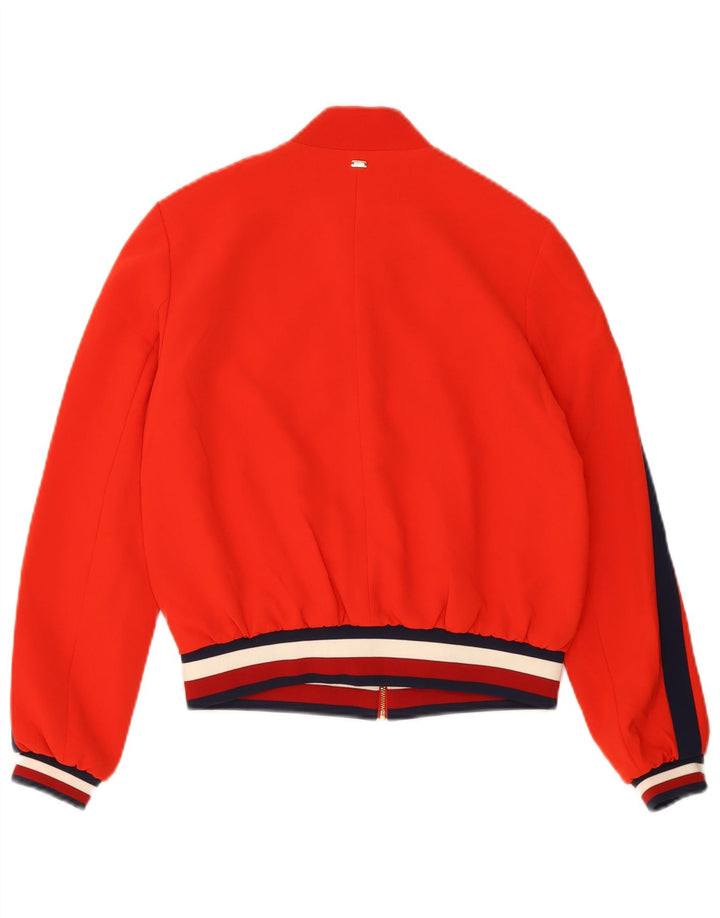 TOMMY HILFIGER Womens Loose Fit Bomber Jacket US 4 Small Red Colourblock