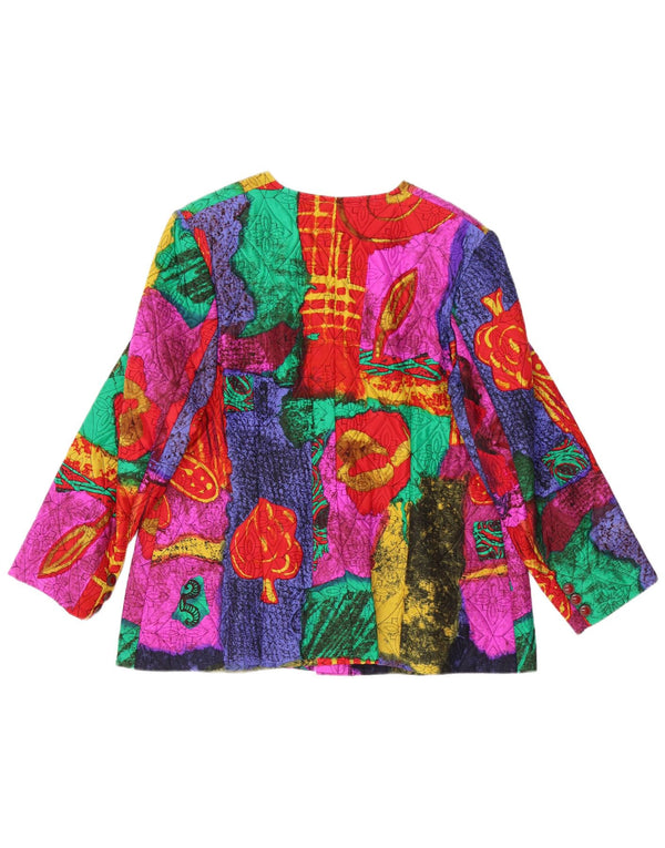 VINTAGE Womens 5 Button Blazer Jacket UK 14 Medium Multicoloured Floral