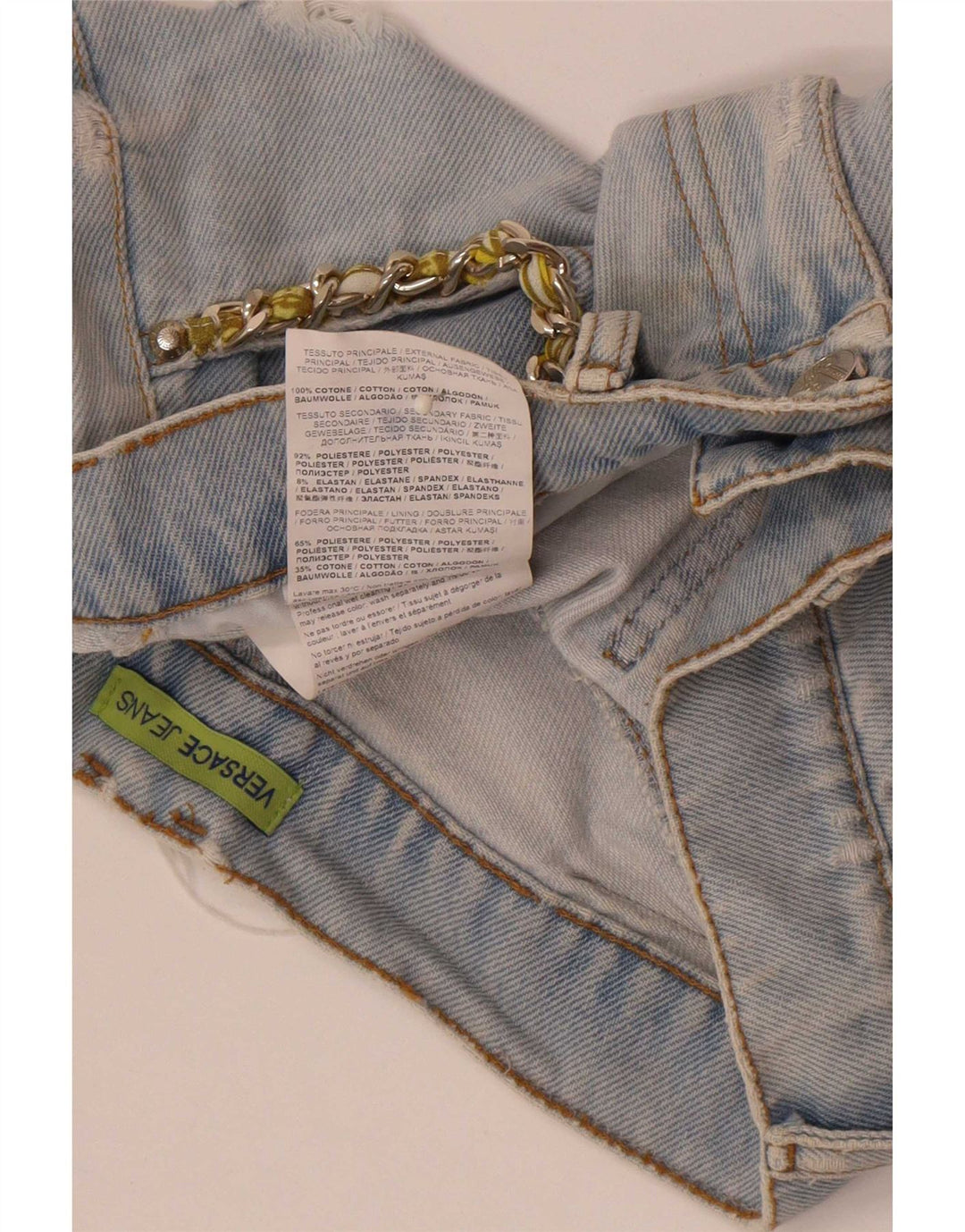 Γυναικείο τζιν σορτς Versace ταλαιπωρημένο W28 μεσαίο μπλε βαμβακερό